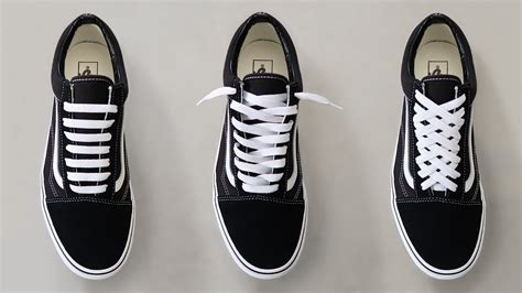 lacing up vans old skool.